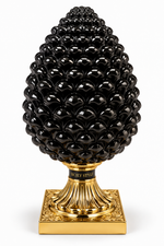 Pigna Siciliana Decorativa Nera e Oro su Base Ornamentale Versace