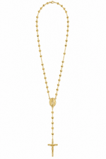 Rosario in Oro con Grani Sfaccettati, Medaglia Mariana e Crocifisso – 60 cm