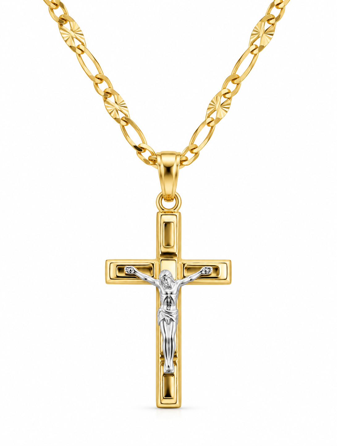 Collana in Oro Bicolore con Crocifisso – 50 cm