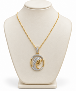 Collana con Medaglia Madonna e Pietre Bianche in oro
