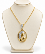 Collana con Medaglia Madonna e Pietre Bianche in oro