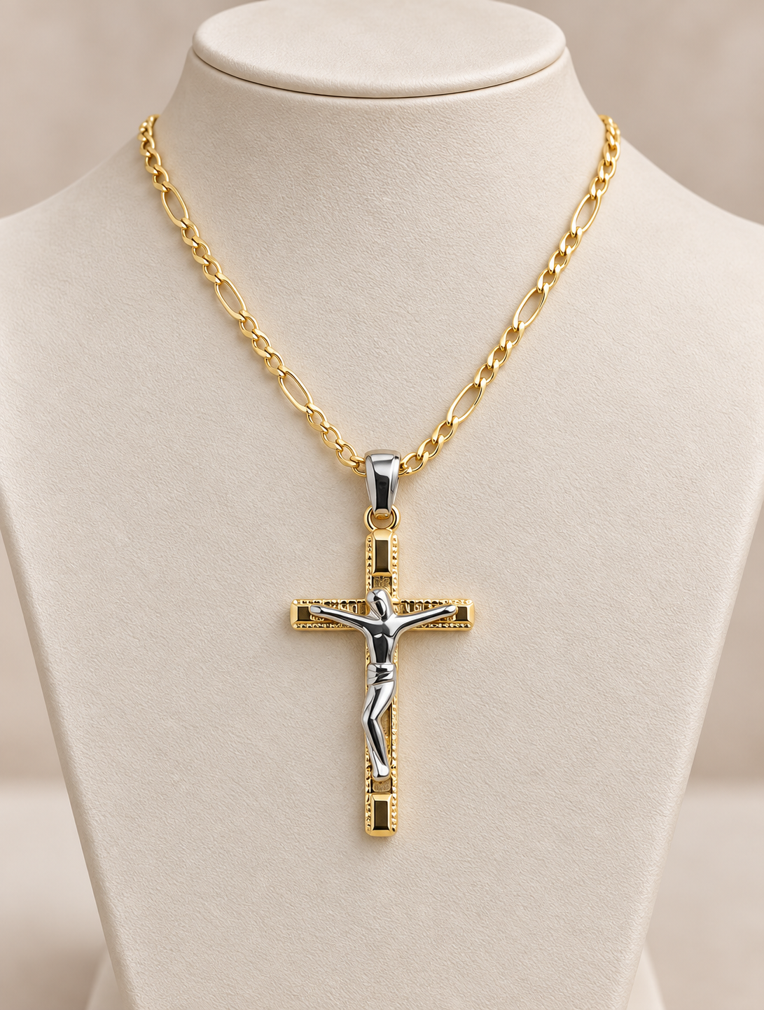 Collana in Oro Bicolore con Crocifisso – 60 cm