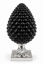Pigna Siciliana Decorativa Nera e Oro su Base Ornamentale Versace