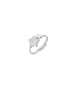 ANELLO REGOLABILE IN ACCIAIO CON STELLE CON GLITTER BIANCO