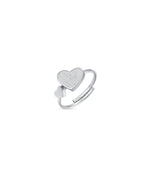 ANELLO REGOLABILE IN ACCIAIO CON CUORI CON GLITTER BIANCO