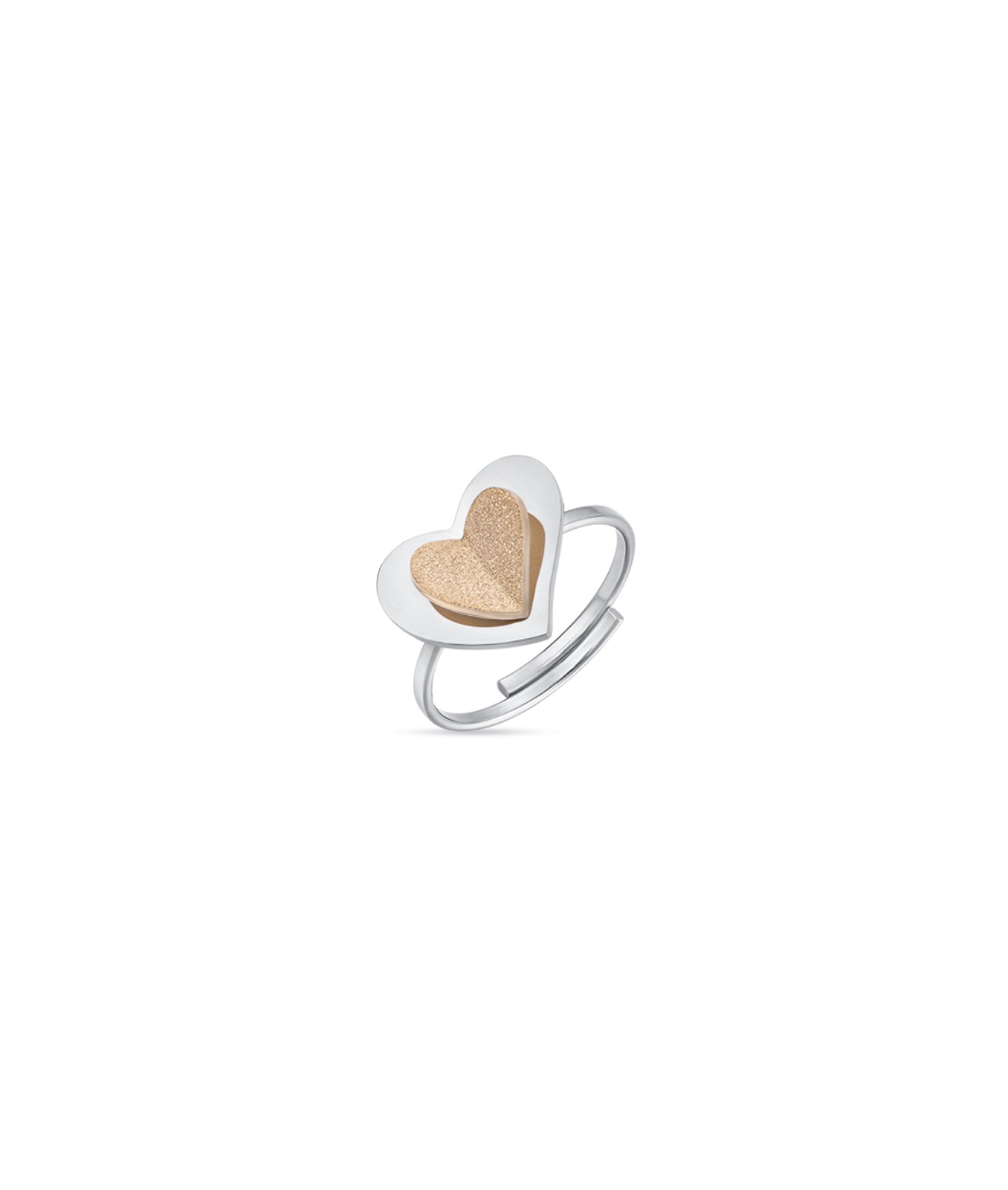 ANELLO IN ACCIAIO CON CUORE E GLITTER IP GOLD