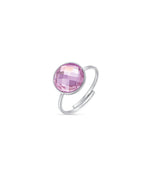 ANELLO IN ACCIAIO CON PIETRA ROSA