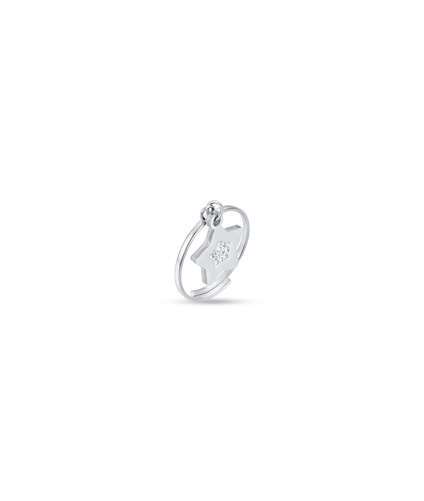 ANELLO IN ACCIAIO CON STELLA CON CRISTALLI BIANCHI