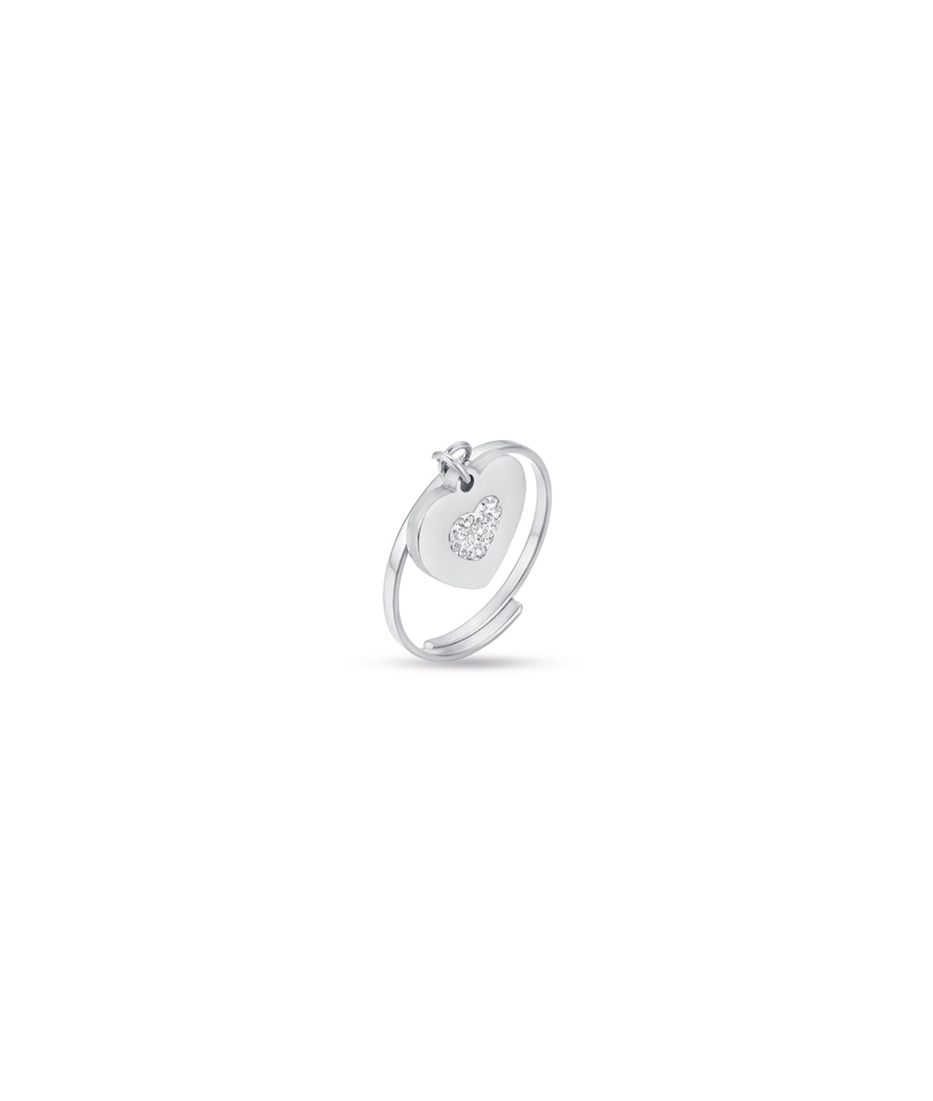 ANELLO IN ACCIAIO CON CUORE CON CRISTALLI BIANCHI