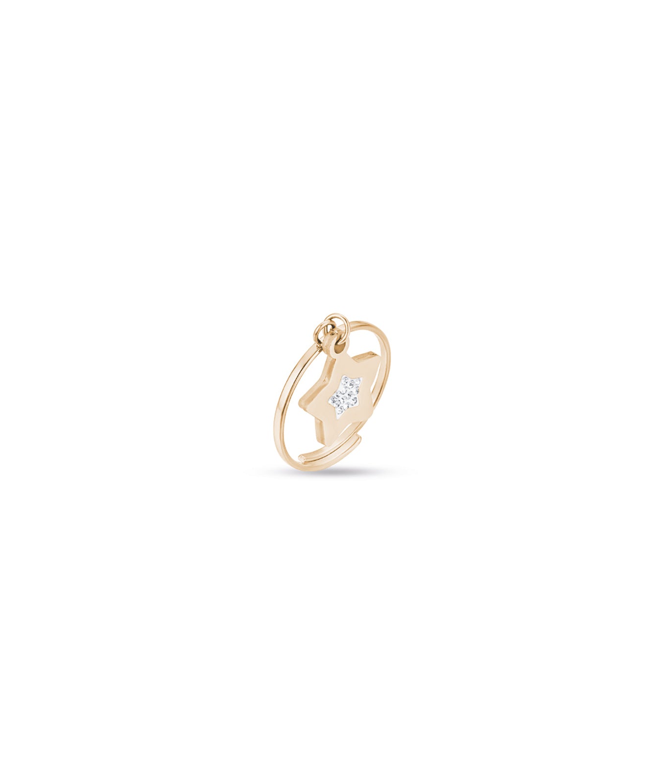 ANELLO IN ACCIAIO IP GOLD CON STELLA CON CRISTALLI BIANCHI