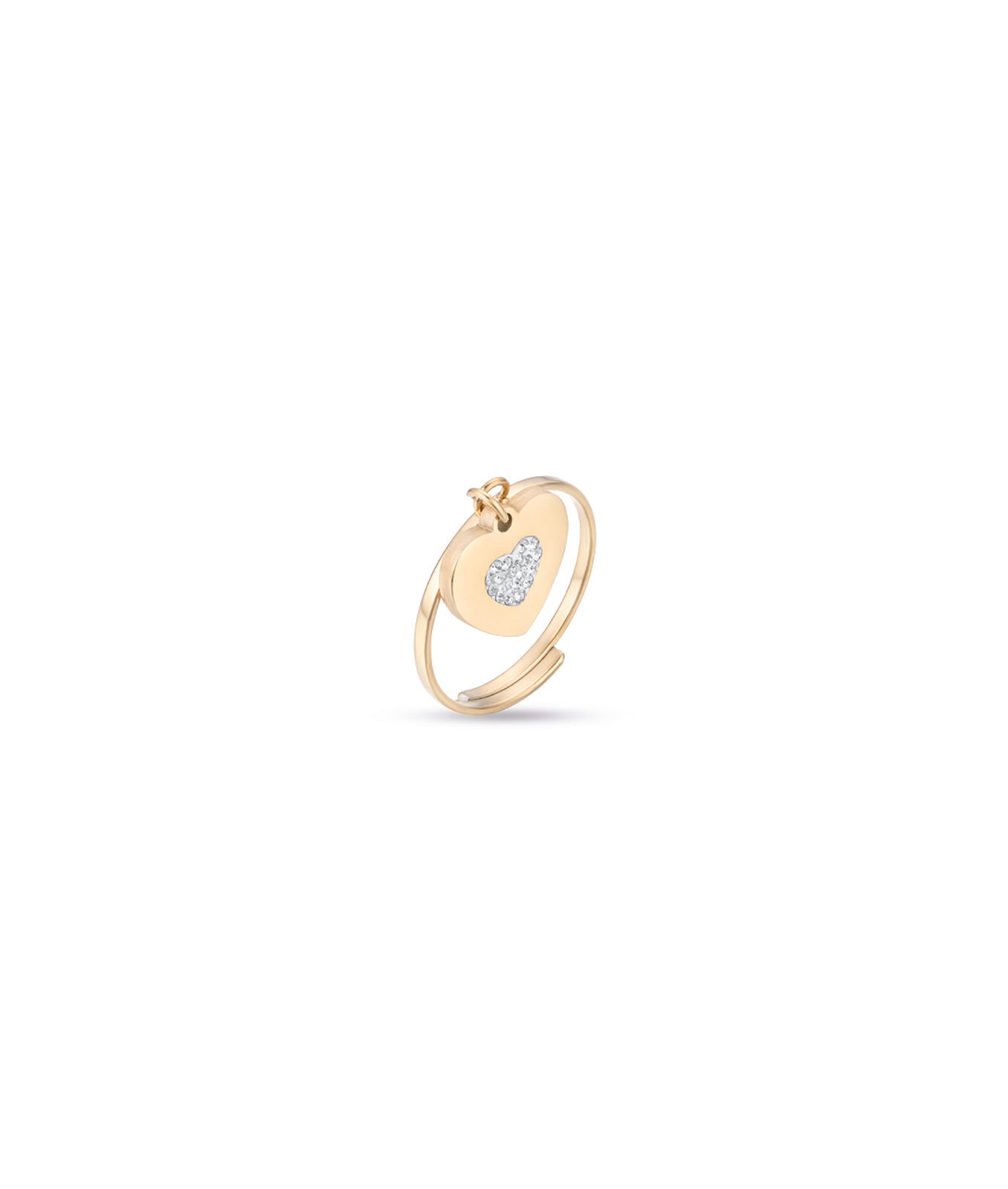 ANELLO IN ACCIAIO IP GOLD CON CUORE E CRISTALLI BIANCHI