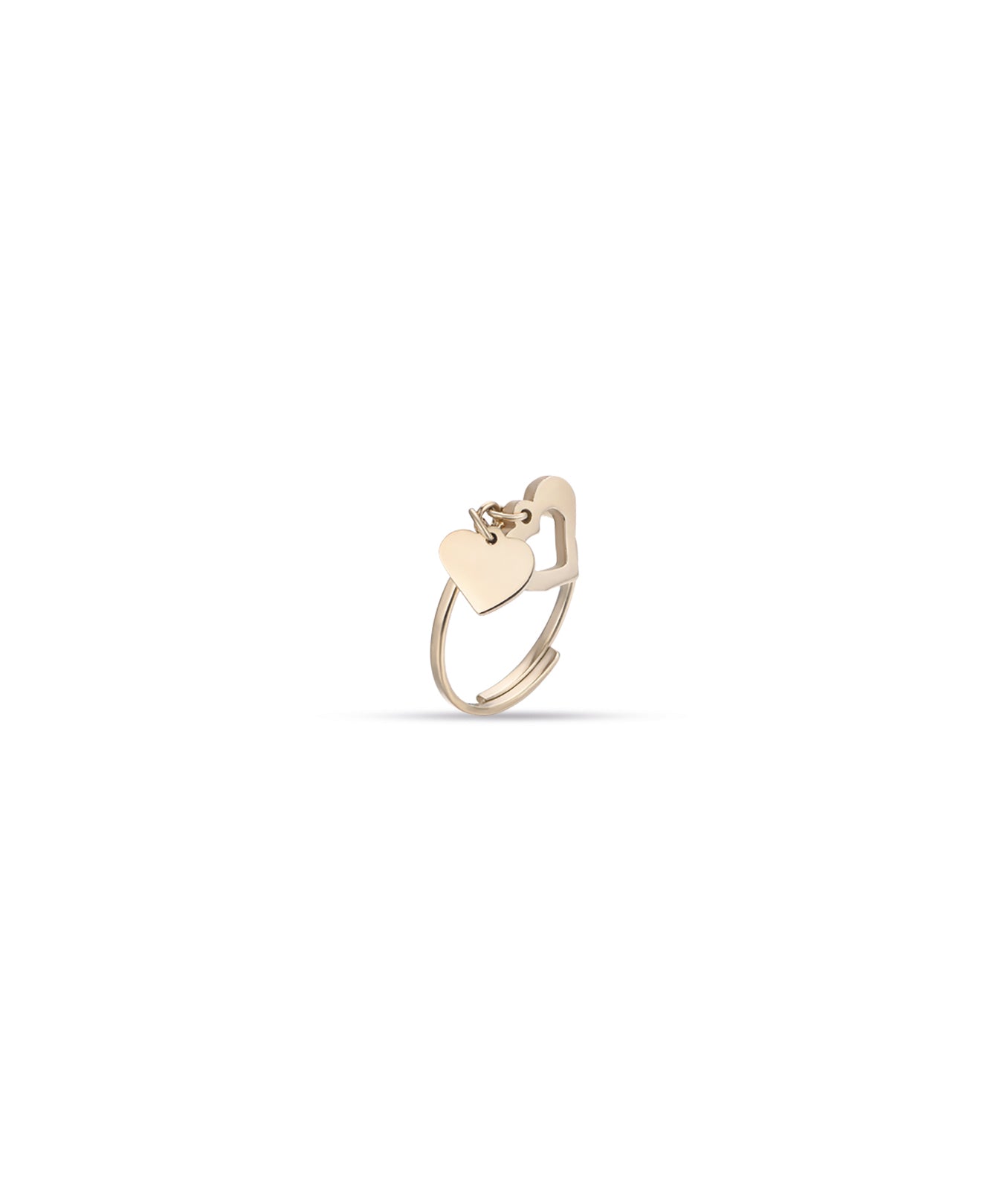 ANELLO IN ACCIAIO IP GOLD CON CUORI