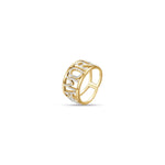 ANELLO DA DONNA IN ACCIAIO DORATO AMORE CON CRISTALLI BIANCHI - MISURA M,17