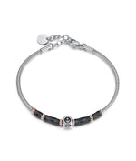 BRACCIALE IN ACCIAIO CON ANCORA ED ELEMENTI IN ACCIAIO ROSE'