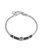 BRACCIALE IN ACCIAIO CON ANCORA ED ELEMENTI IN ACCIAIO ROSE'