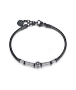 BRACCIALE IN ACCIAIO IP NERO ELEMENTO IN ACCIAIO IP NERO CON ROSA DEI VENTI