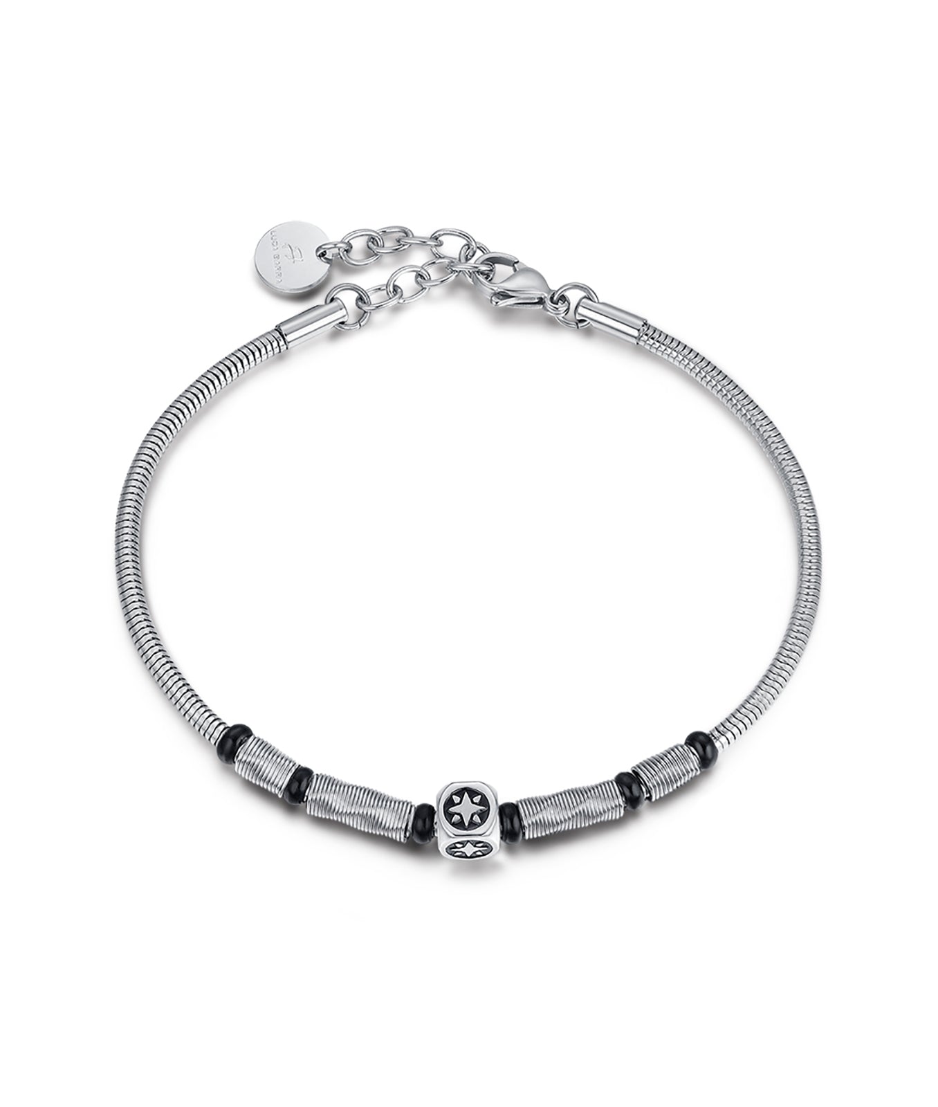BRACCIALE IN ACCIAIO, ELEMENTO IN ACCIAIO NERO ROSA DEI VENTI