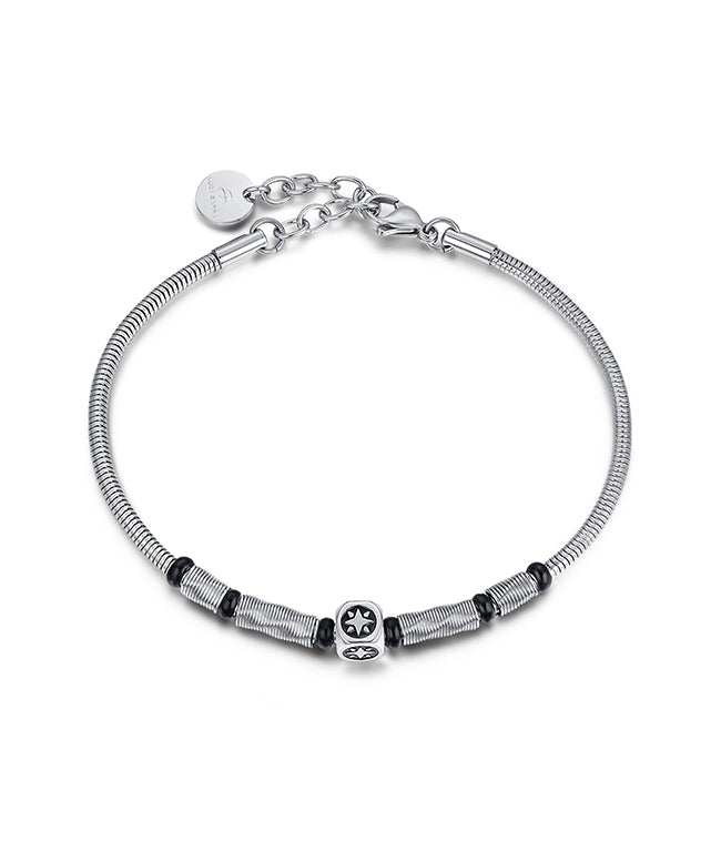 BRACCIALE IN ACCIAIO, ELEMENTO IN ACCIAIO NERO ROSA DEI VENTI