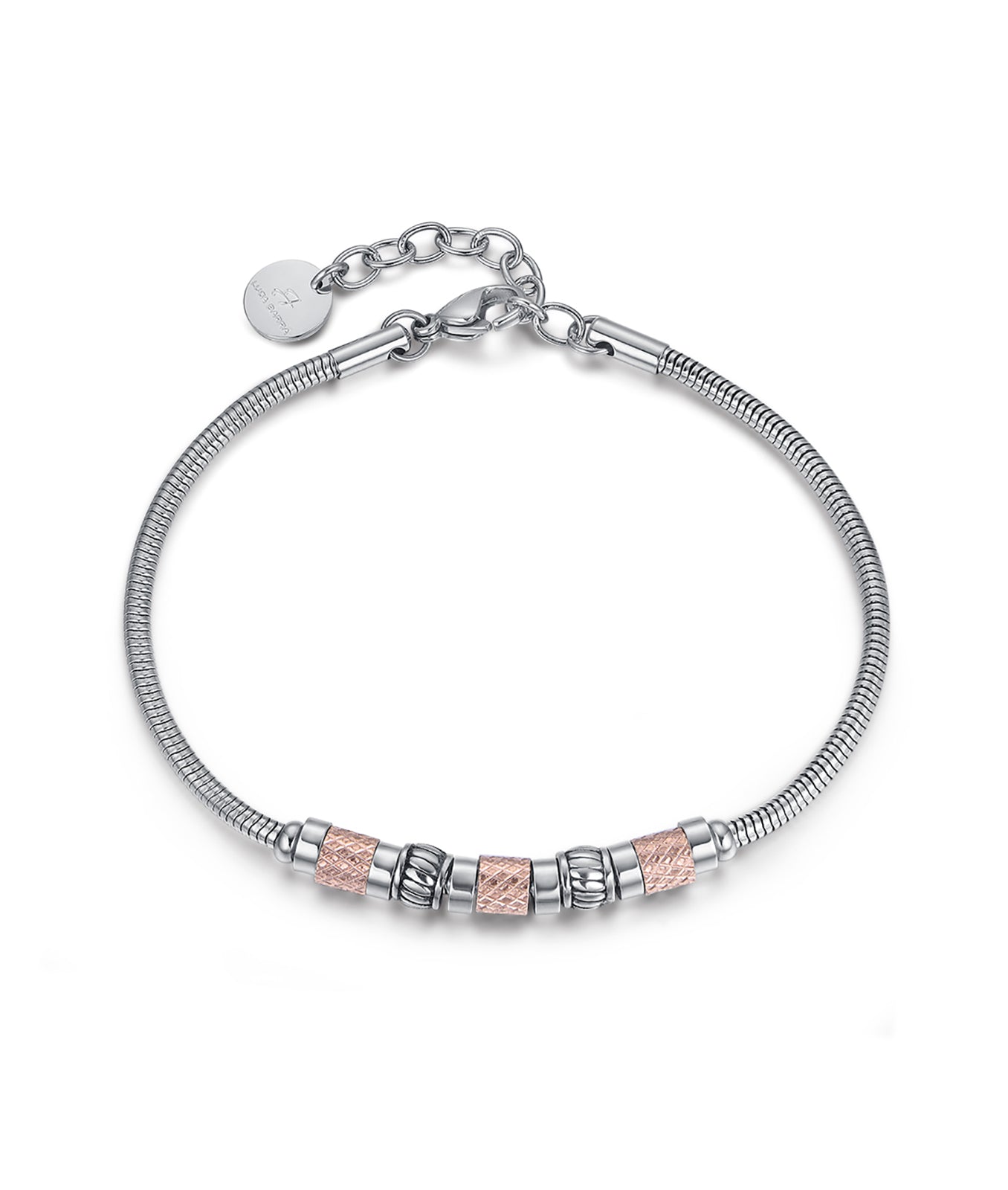 BRACCIALE IN ACCIAIO CON ELEMENTI IN IP ROSE E IP NERO ANTICATO