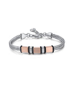 BRACCIALE IN ACCIAIO CON ELEMENTI IN ACCIAIO IP ROSE E IP NERO