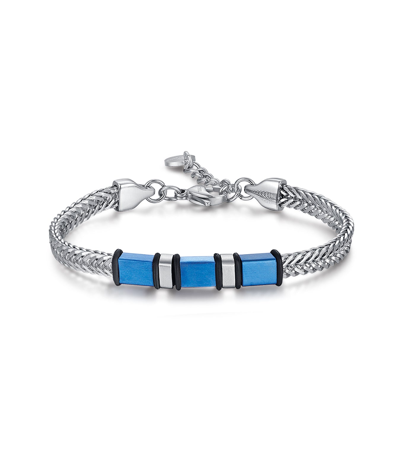 BRACCIALE IN ACCIAIO CON ELEMENTI IN ACCIAIO IP BLU E IP NERO