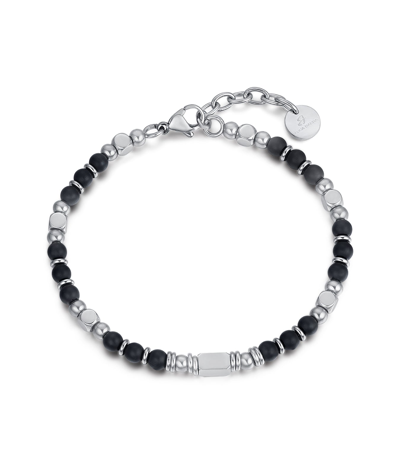 BRACCIALE IN ACCIAIO CON PIETRE AGATA NERE