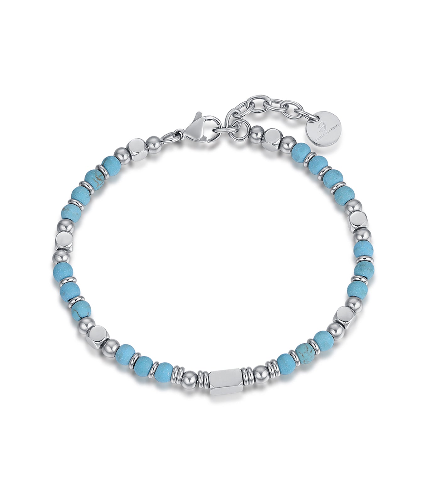 BRACCIALE IN ACCIAIO CON PIETRE TURCHESI