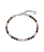 BRACCIALE IN ACCIAIO CON PIETRE BLU OCCHIO DI TIGRE
