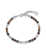 BRACCIALE IN ACCIAIO CON PIETRE BLU OCCHIO DI TIGRE