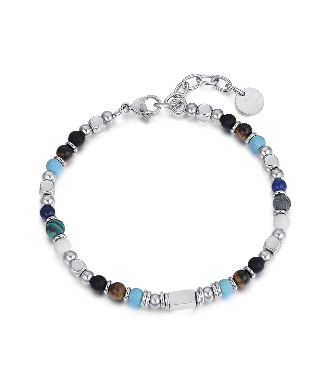 BRACCIALE IN ACCIAIO CON PIETRE MULTICOLOR