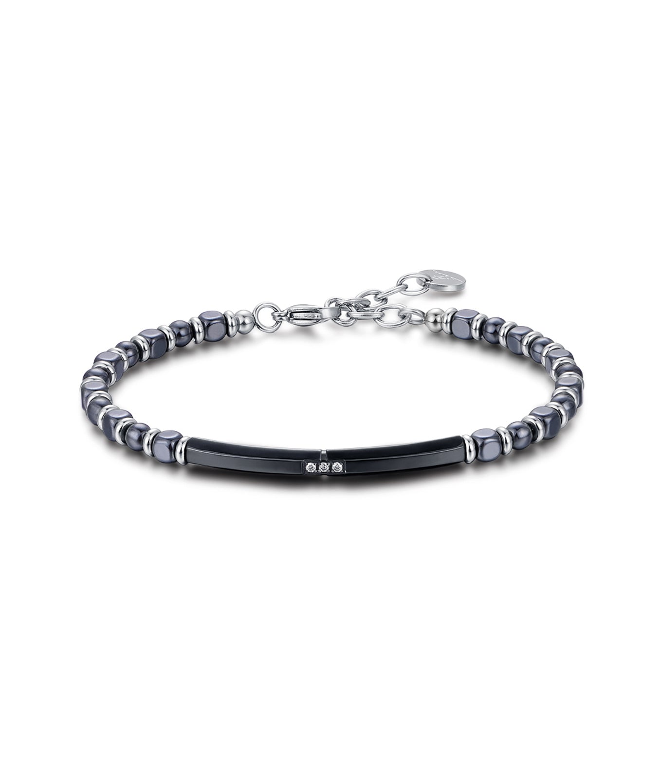BRACCIALE IN ACCIAIO IP NERO CON EMATITE NERA