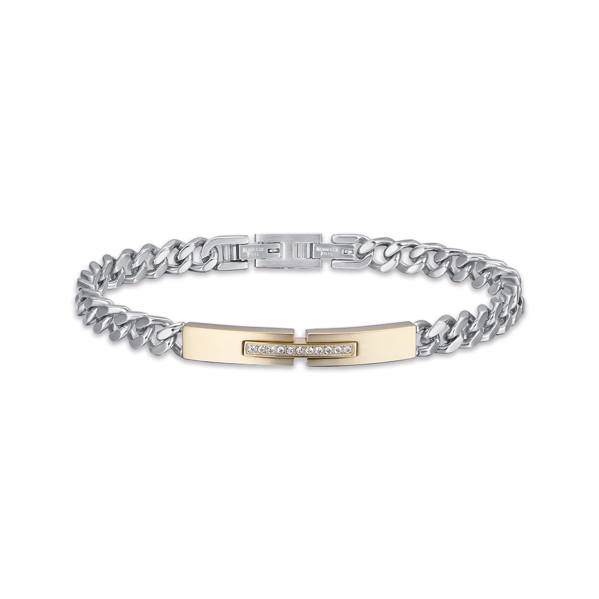 BRACCIALE IN ACCIAIO IP GOLD CON CRISTALLI BIANCHI
