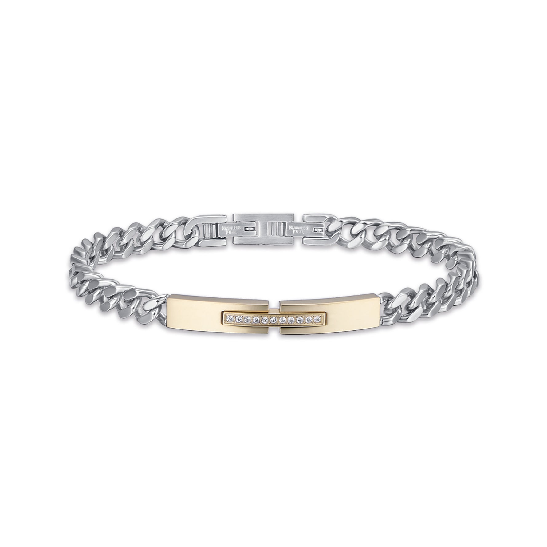 BRACCIALE IN ACCIAIO IP GOLD CON CRISTALLI BIANCHI