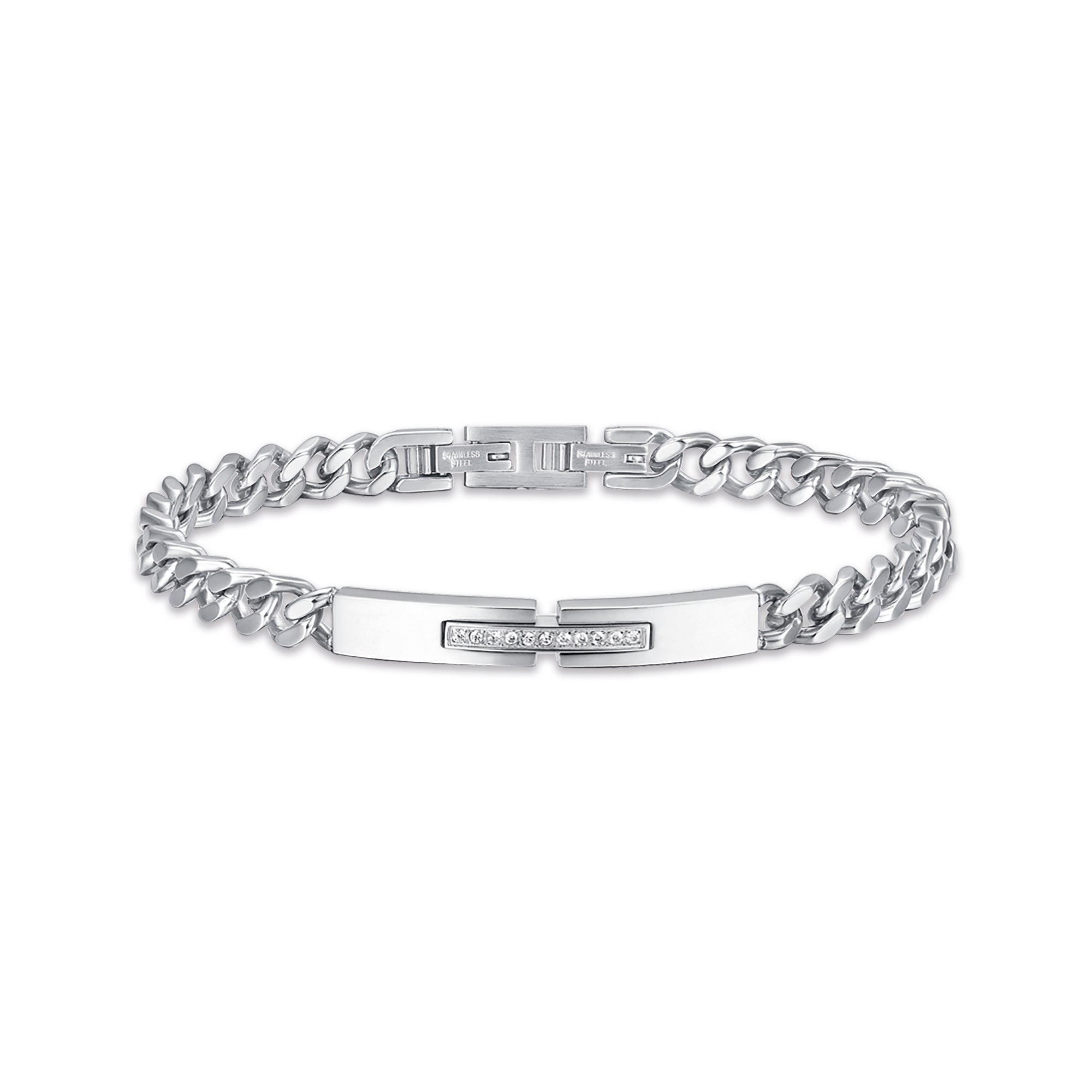 BRACCIALE IN ACCIAIO CON CRISTALLI BIANCHI
