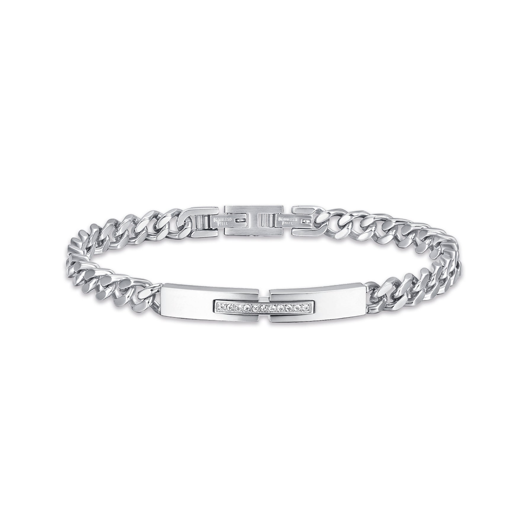 BRACCIALE IN ACCIAIO CON CRISTALLI BIANCHI