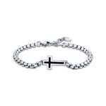 BRACCIALE DA UOMO IN ACCIAIO CON CROCE NERO