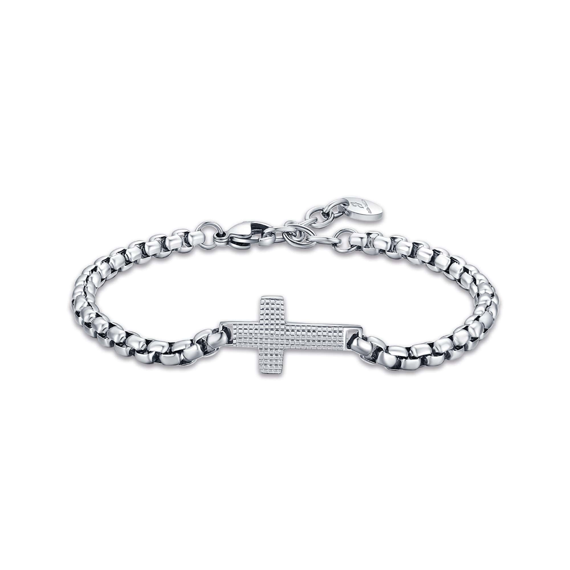 BRACCIALE DA UOMO IN ACCIAIO CON CROCE