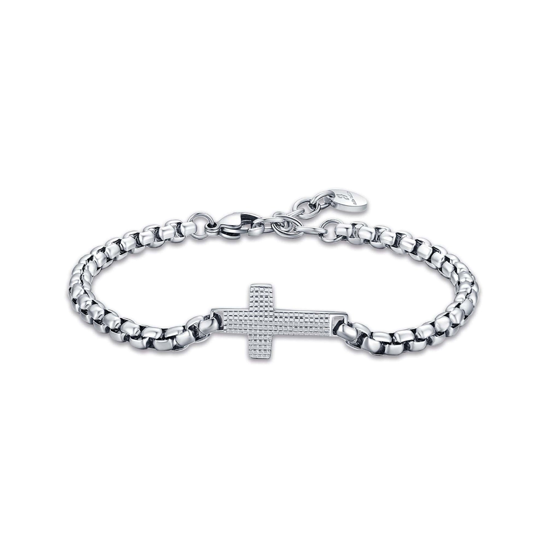 BRACCIALE DA UOMO IN ACCIAIO CON CROCE