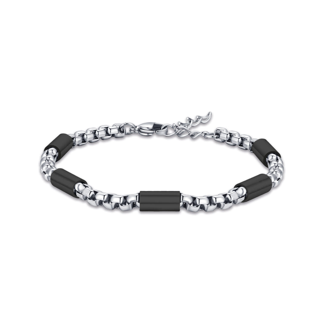 BRACCIALE DA UOMO IN ACCIAIO CON ELEMENTI NERO
