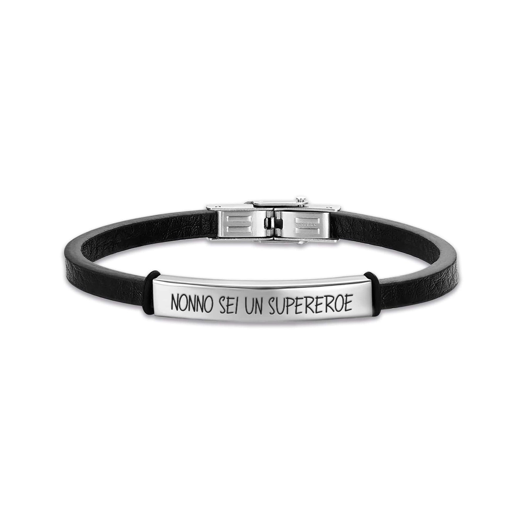 BRACCIALE DA UOMO IN ACCIAIO NONNO SEI UN SUPEREROE