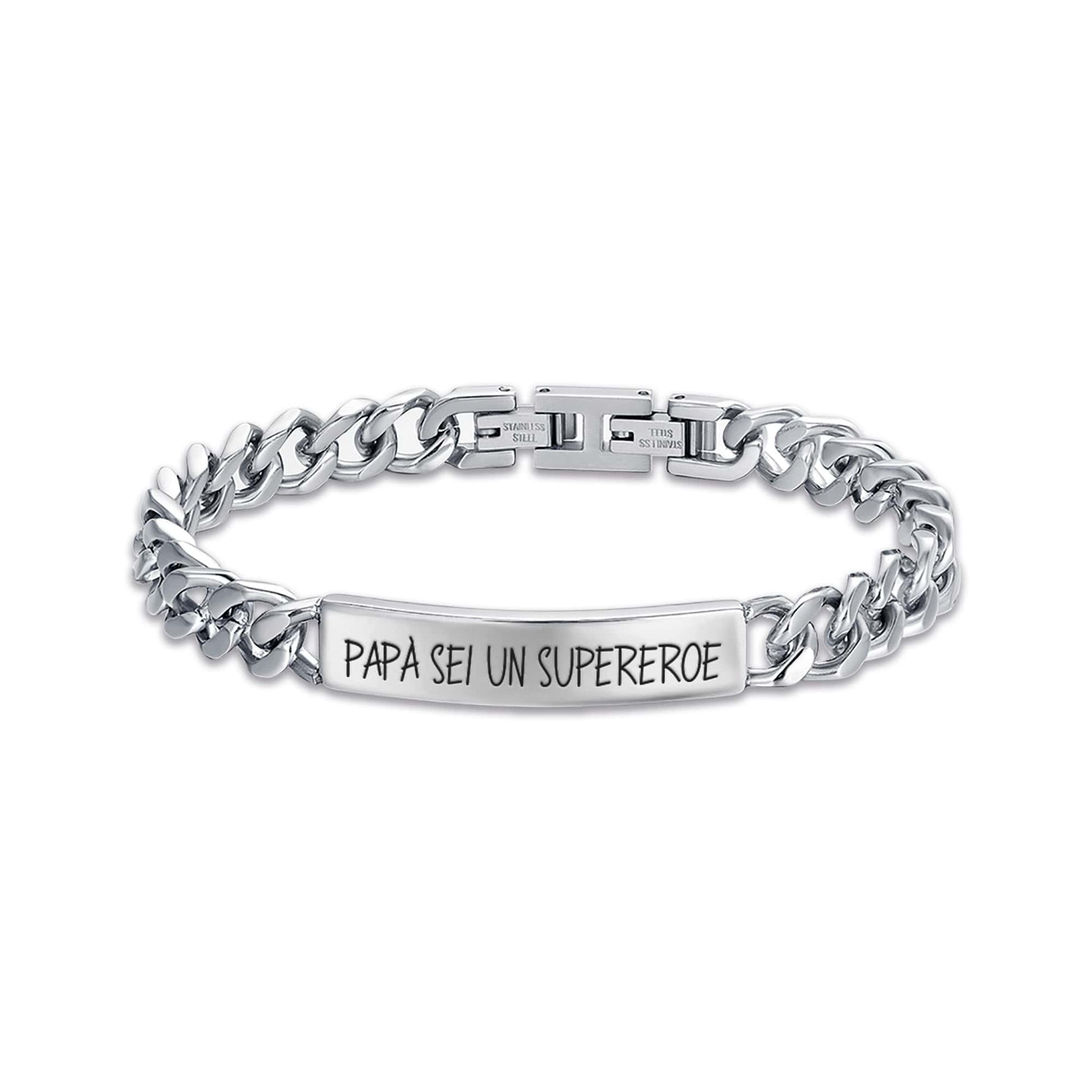 BRACCIALE DA UOMO IN ACCIAIO PAPA' SEI UN SUPEREROE