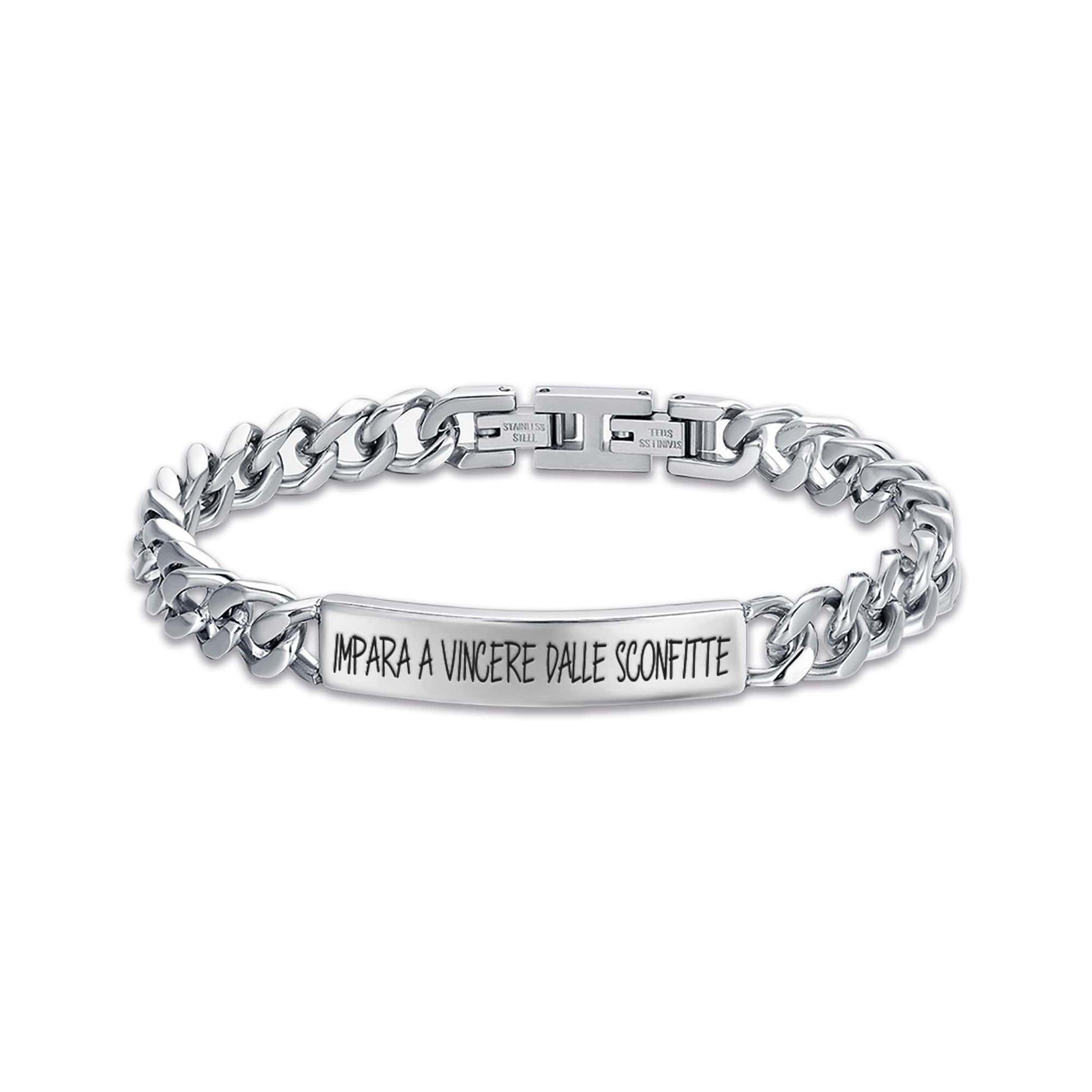 BRACCIALE DA UOMO IN ACCIAIO IMPARA A VINCERE DALLE SCONFITTE