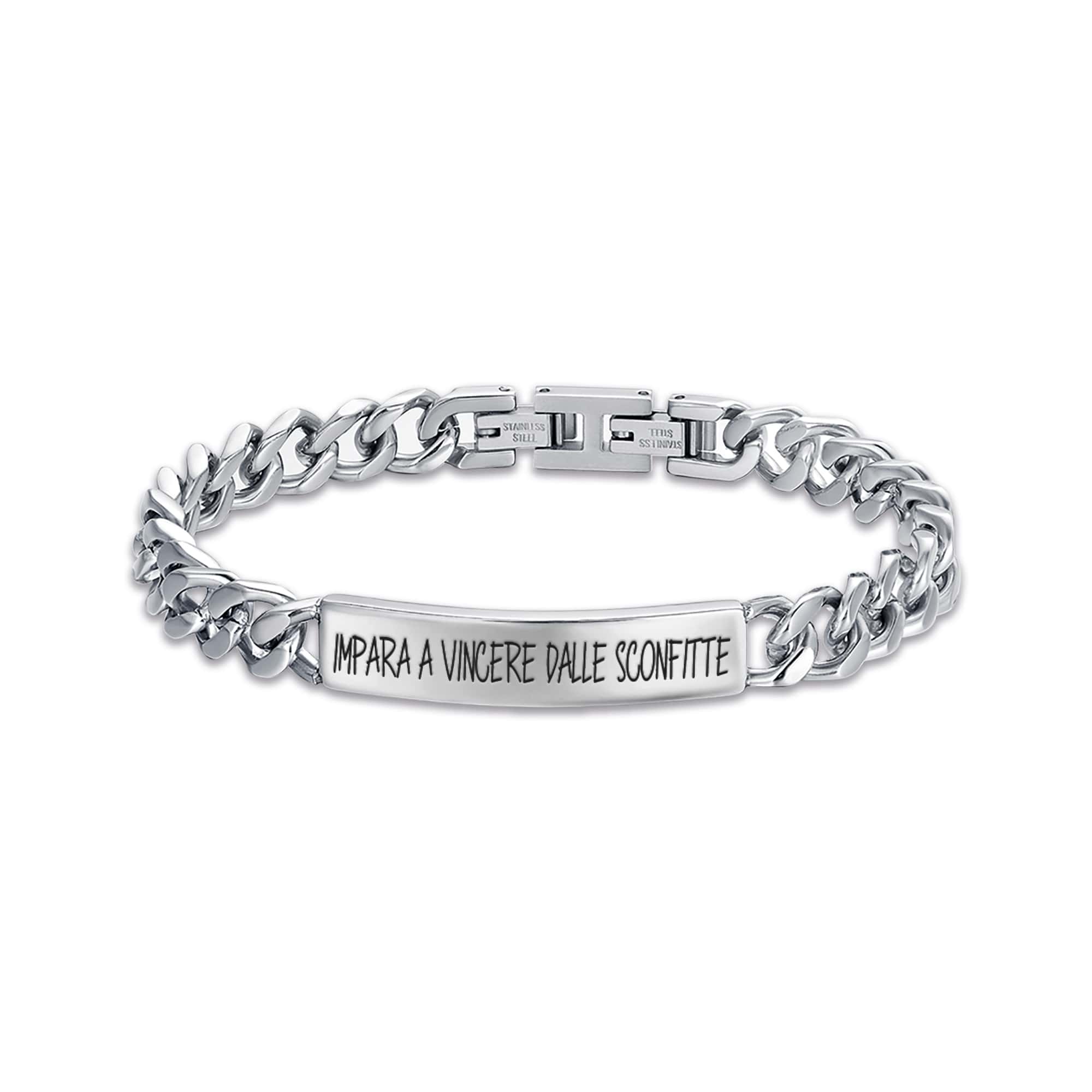 BRACCIALE DA UOMO IN ACCIAIO IMPARA A VINCERE DALLE SCONFITTE
