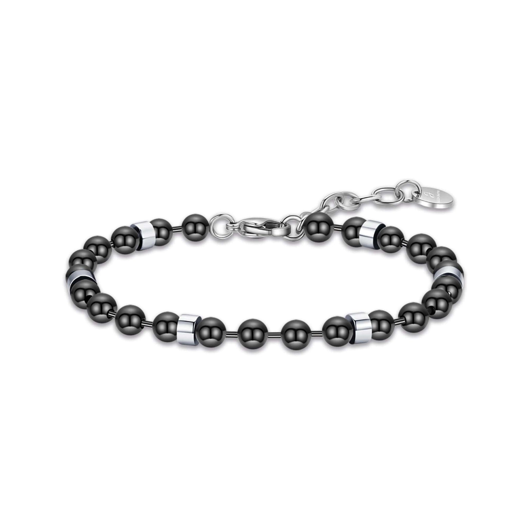 BRACCIALE DA UOMO IN ACCIAIO NERO CON ELEMENTI IN ACCIAIO