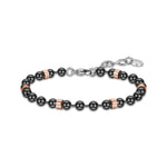 BRACCIALE DA UOMO IN ACCIAIO NERO CON ELEMENTI IN ACCIAIO ROSA
