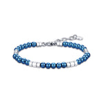 BRACCIALE DA UOMO IN ACCIAIO CON PIETRE BLU ED ELEMENTI IN ACCIAIO