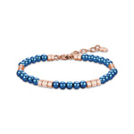 BRACCIALE DA UOMO IN ACCIAIO CON PIETRE BLU ED ELEMENTI IN ACCIAIO ROSA