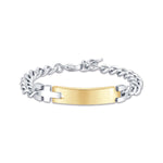 BRACCIALE DA UOMO IN ACCIAIO CON PIASTRA IN ACCIAIO DORATO E CROCE