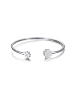 BRACCIALE IN ACCIAIO CON QUADRIFOGLI CON GLITTER BIANCO