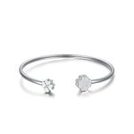 BRACCIALE IN ACCIAIO CON QUADRIFOGLI CON GLITTER BIANCO